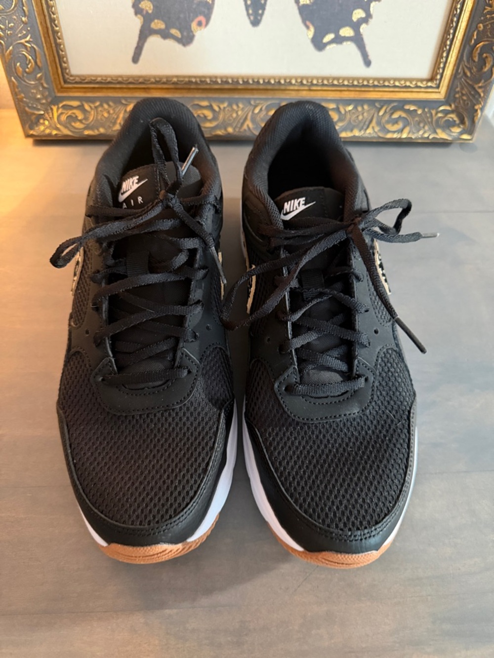 Nike Black Sneakers with Leopard Print Swoosh - Picture 2 of 6